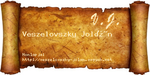 Veszelovszky Jolán névjegykártya